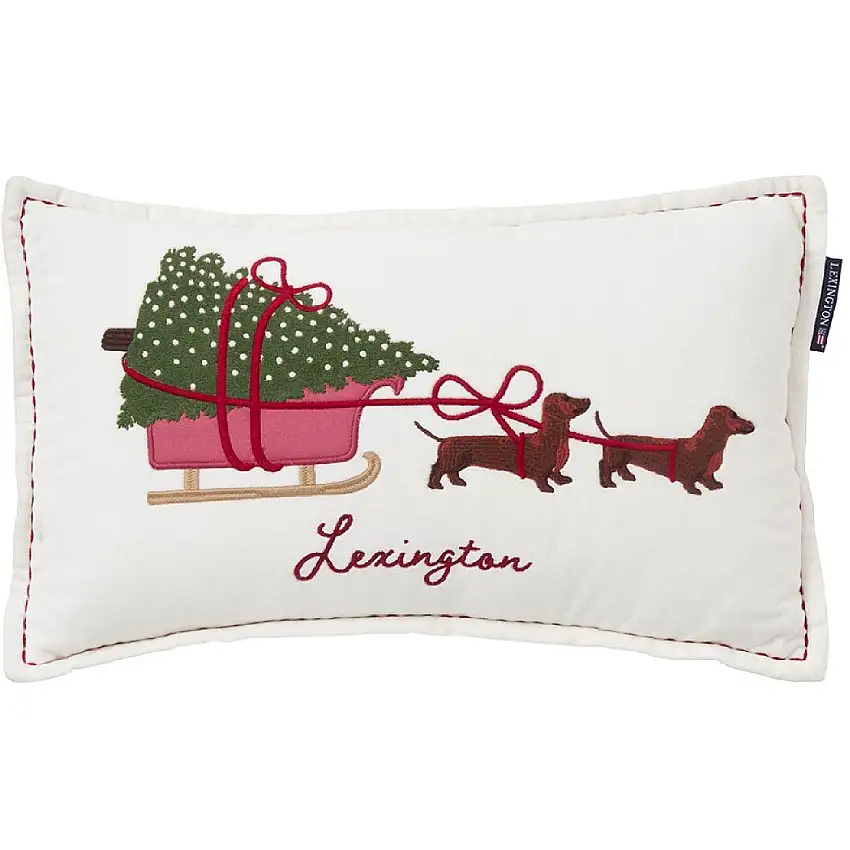 Dog Sleigh Organic Cotton Velvet Kissen mit Füllung