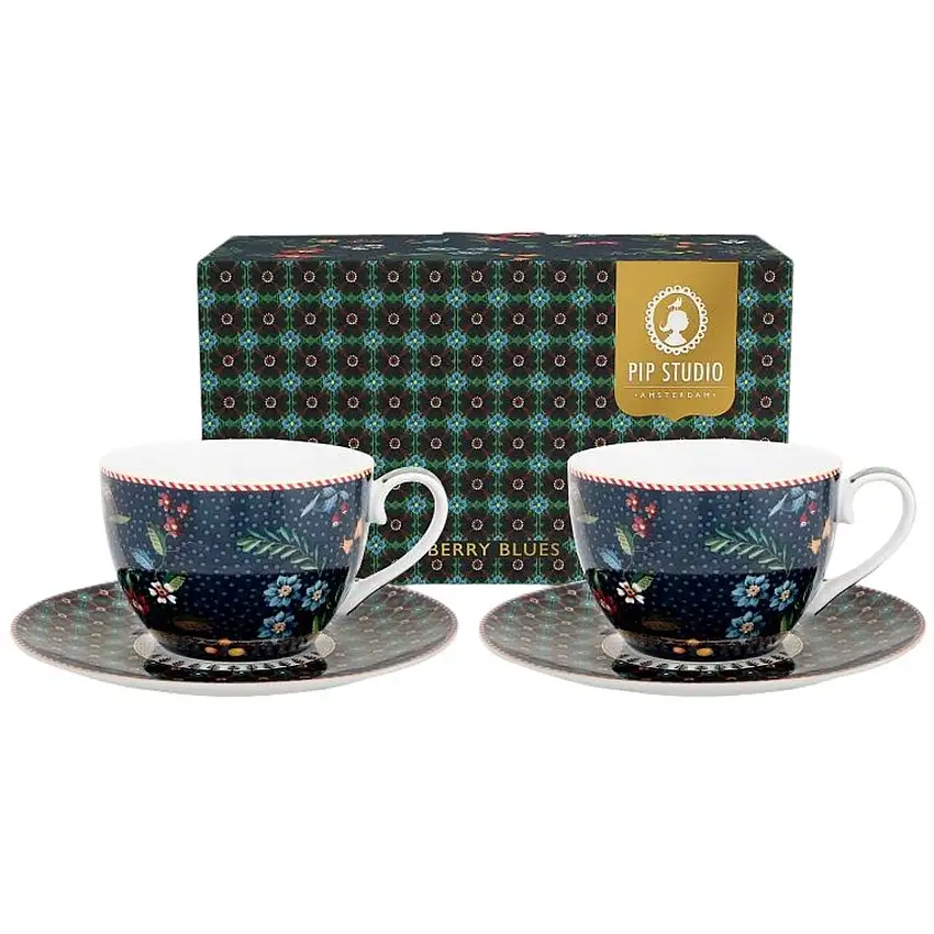 Berry Blues tasse à café et soucoupes lot de 2