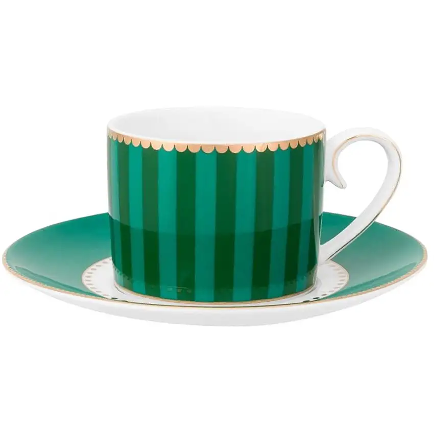 Tasse à expresso et soucoupe Love Birds Stripes