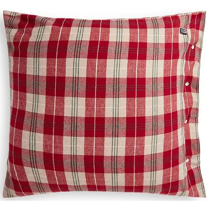 Taie d'oreiller en flanelle de coton à carreaux