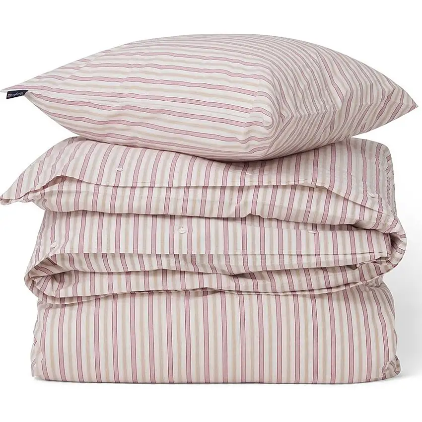Parure de lit en popeline de coton rayée Dobby