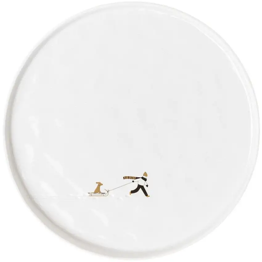 assiette de petit déjeuner roues jour de neige