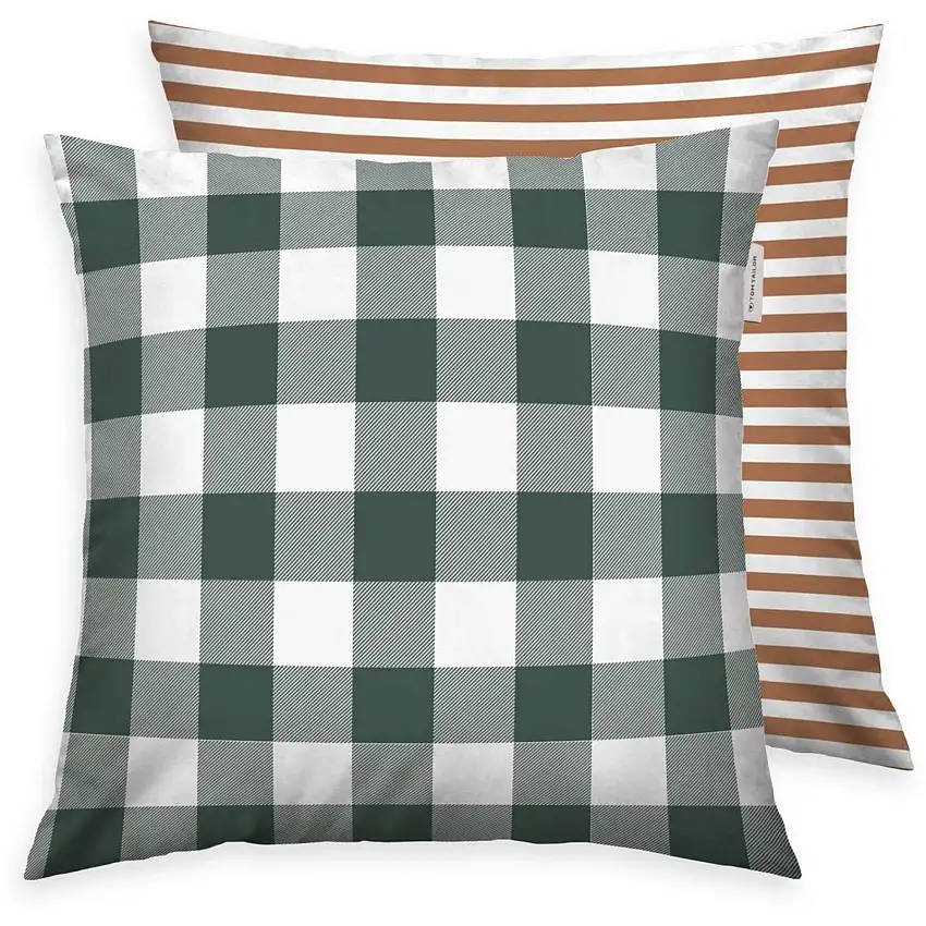 Taie d'oreiller en flanelle à rayures à carreaux