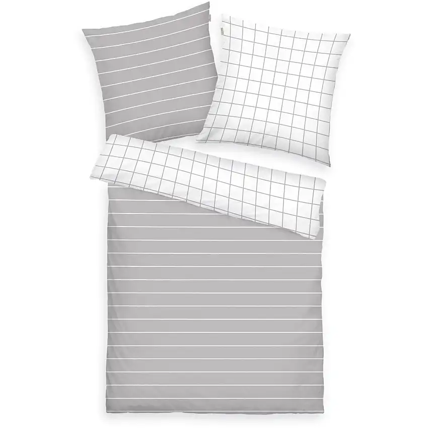 Parure de lit à carreaux rayés en Renforcé