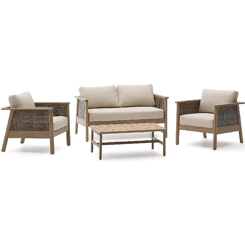Alabe Outdoor-Set aus 2-Sitzer Sofa, 2 Sesseln und Couchtisch