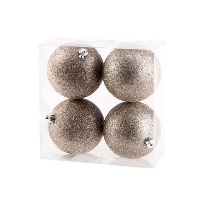 Cosy @ Home Boule Noel Set4 Glitter Champagne D10cm