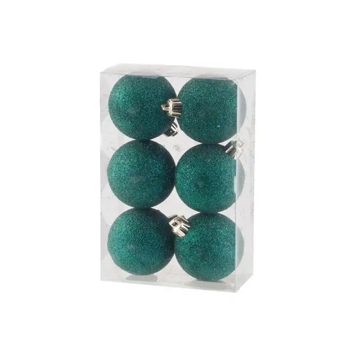 Cosy @ Home Boule Noel Set6 Glitter Vert Fonce D6cm