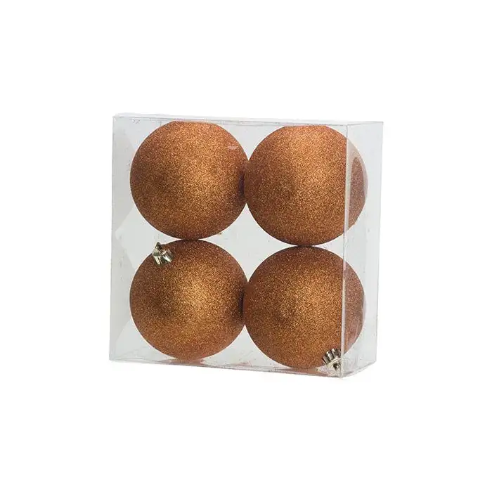 Cosy @ Home Boule Noel Set4 Glitter Cannelle D10cm P