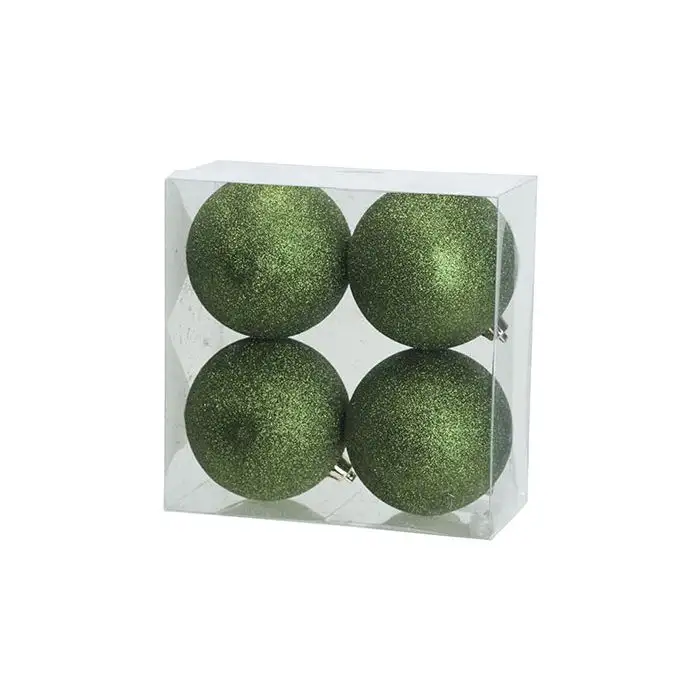 Cosy @ Home Boule Noel Set4 Glitter Vert D10cm Plast