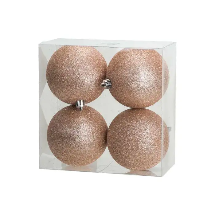 Cosy @ Home Boule Noel Set4 Glitter Rose D10cm Plast