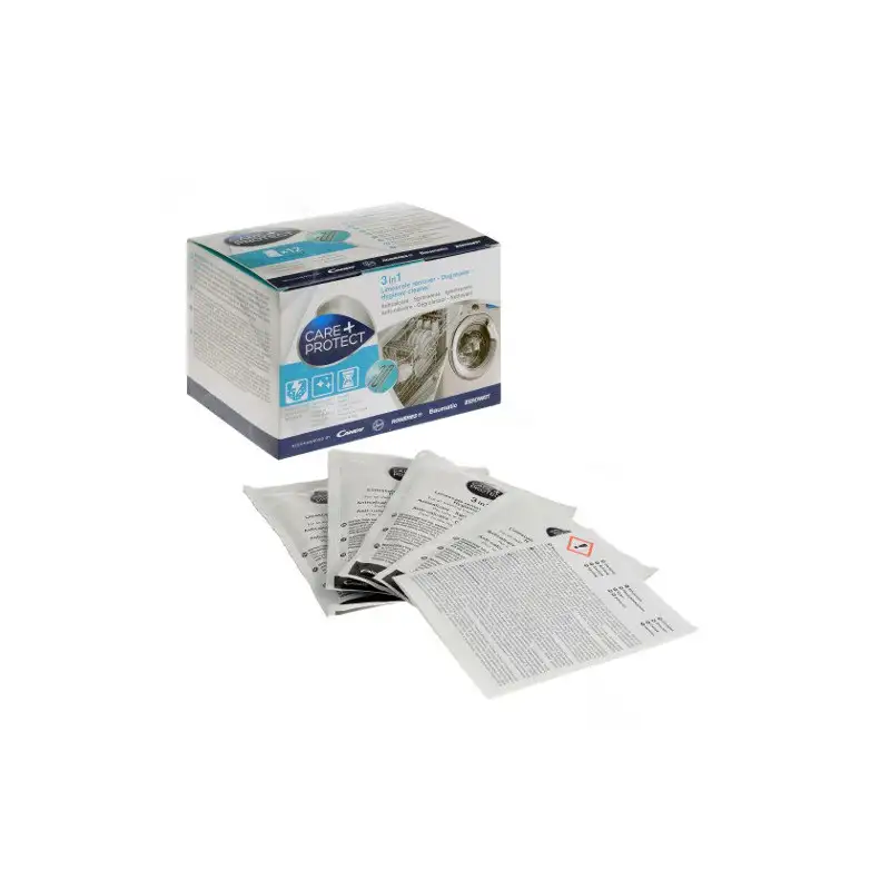 Nettoyant, Détartrant, Dégraissant 3en1 (12 Sachets) Care + Protect pour lave-vaisselle