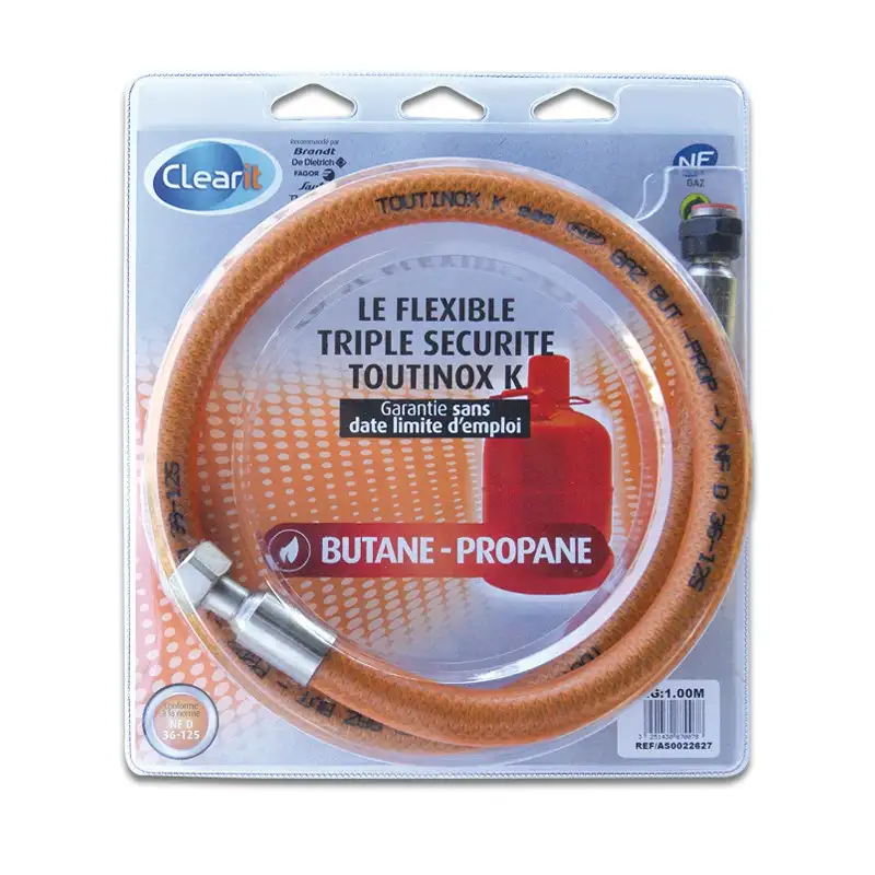 Tuyau de gaz pour propane et butane, 1m, compatible Brandt - AS0022627-